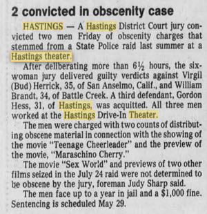 Hastings Drive-In Theatre - Porn Case 09 May 1981 (newer photo)